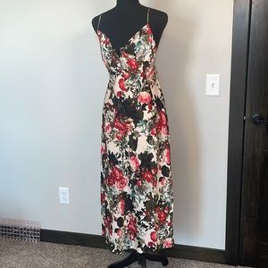 Silky floral midi dress, size large